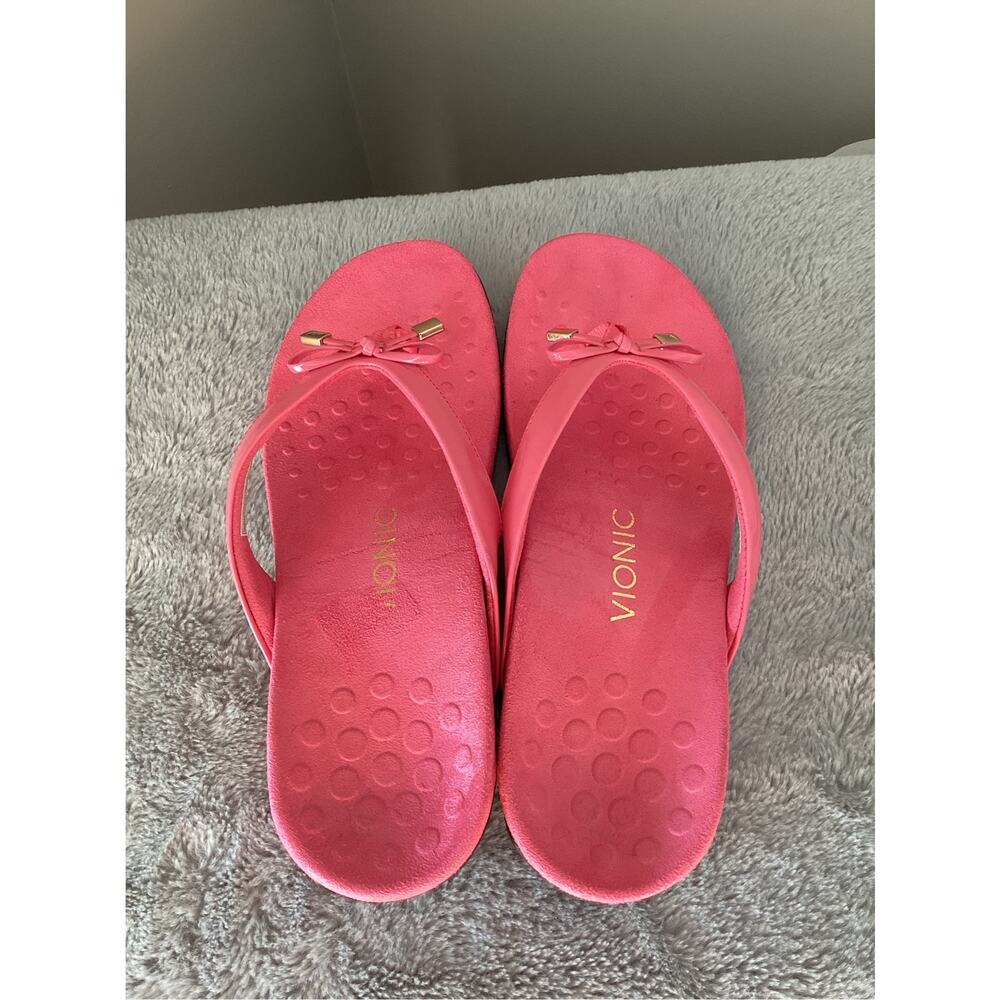 vionic bella pink flip flop bow sandals thong womens sandals size 8 - Picture 6 of 9